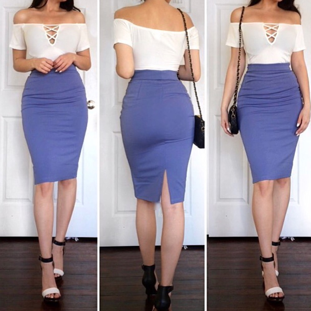 Purple pencil skirt